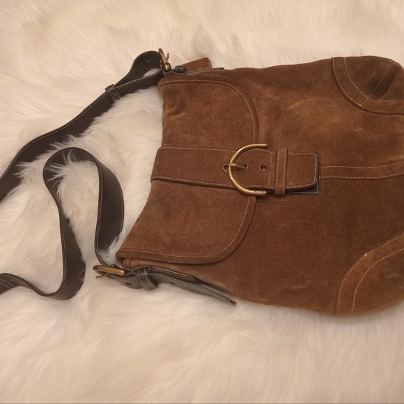 Coach Brown Suede Shoulder Bag - Picture 4 of 16